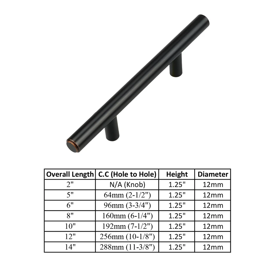 Manijas de gabinete de cocina de bronce frotado con aceite macizo perilla de tirador de cajón de acero inoxidable Foto 2 de 4