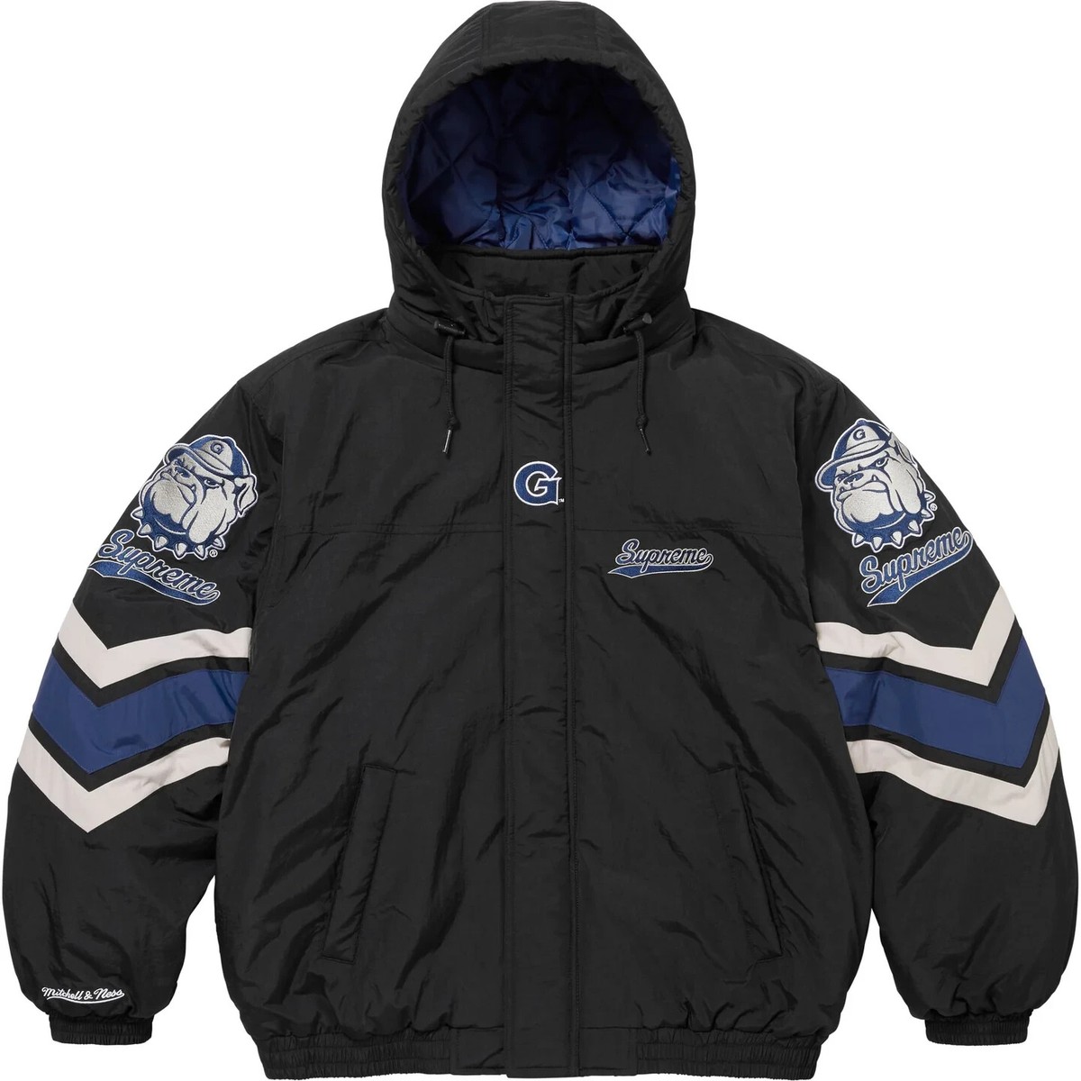 Supreme x Mitchell & Ness NCAA Hooded Stadium Jacket 3colors Supreme x Mitchell & Ness NCAA Hooded Stadium Jacket 3colors