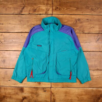 Vintage Columbia Windbreaker Jacke L Powder Keg Green