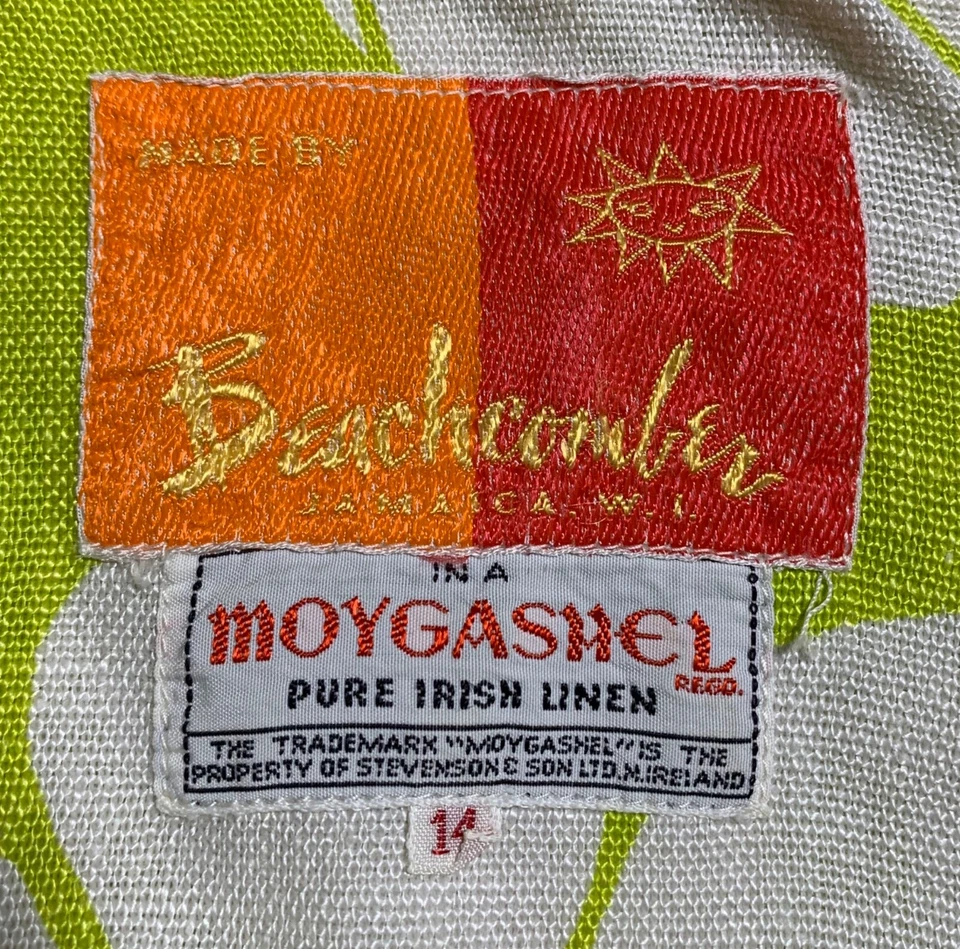 Maxi Vestido BEACHCOMBER Jamaica Vintage Años 70 Para Mujer Moygashel Lino Irlandés - Talla M/L Foto 2 de 4