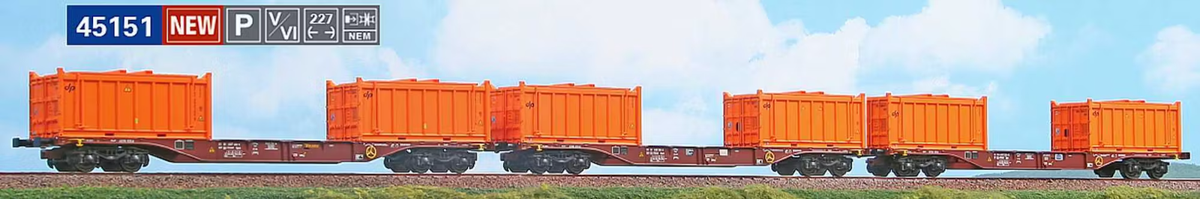Set ACME 45151 – 3 Wagons Conteneurs TOUAX – Échelle HO 1/87 – Dinazzano Po