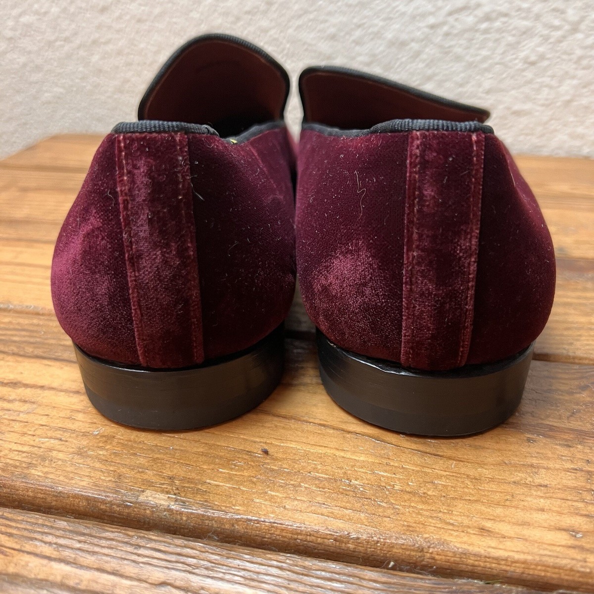 Magnanni mens dorio Venetian velvet grosgrain slip on loafers size 9 burgundy MAGNANNI Dorio Venetian Burgundy Velvet Grosgrain Piping  main image 2
