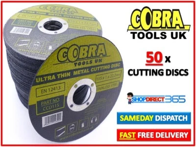 COBRA TOOLS 50 x 115mm 4.5" THIN METAL CUTTING BLADE DISC FOR STEEL & STAINLESS FOR GRINDER