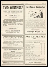 1925 The Master Production Magic Trick Walter Baker Chicago Magic Co. Print Ad