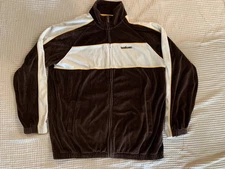 Ecko Ultd Jacket Mens XL Brown Cream Velvet Full Zip Long Sleeve Retro Vintage