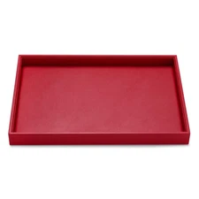 Oirlv Gorgeous Red Leather Jewelry Tray Flat Jewelry Display Tray Stackable J...