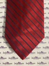 PIATTELLI Red With Navy Stripes Design Neck Tie 3.75  New Without Tags 