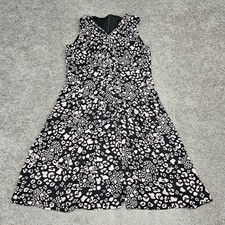 Talbots Women's V-Neck Knee Length Dress Floral Black 12