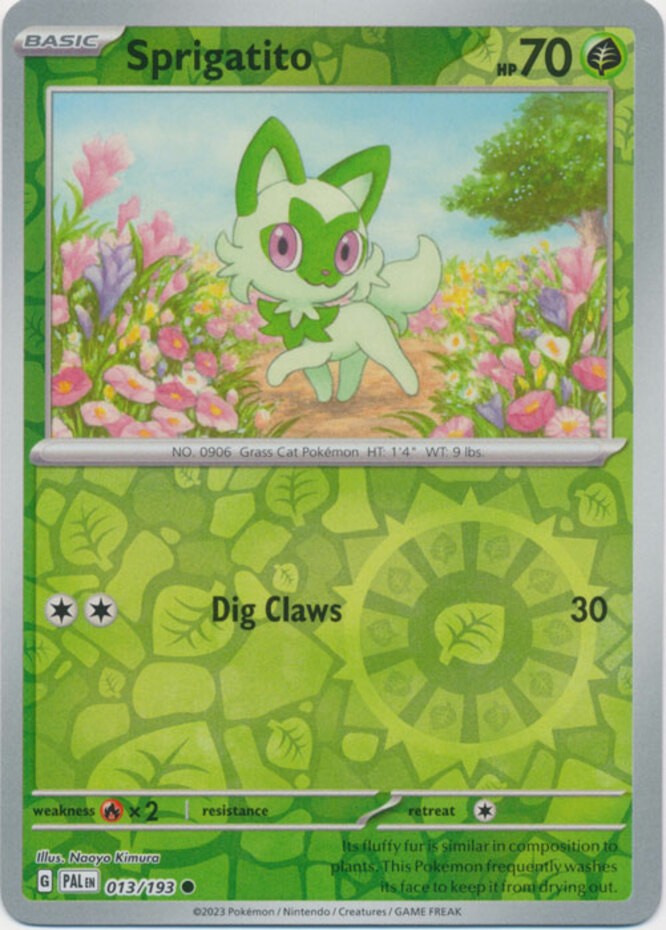 Sprigatito - 013/193 - Common - Reverse Holo - Near Mint