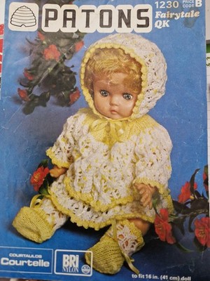 Kopie Vintage Strickmuster, 16'' Puppenkleidung, QK. Patons 1230