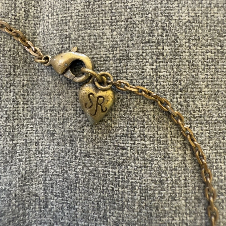 Sweet Romance USA Bronze Gold Chain Necklace with Crystal Charms 42” Long - Image 3 of 3