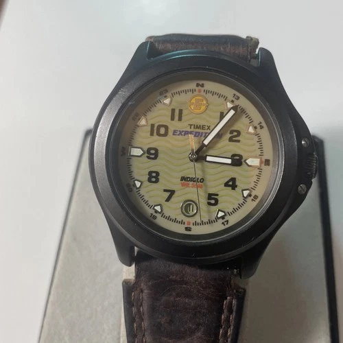 VINTAGE MENS TIMEX EXPEDITION INDIGLO BLACK DIAL WR 50M,Dates, #L4 Watch