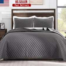 Reversible Quilt Set Soft Microfiber Lightweight Coverlet Bedding All Seasons US