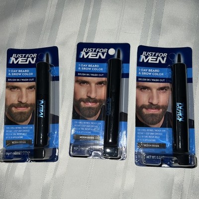 Lot of 3 JUST FOR MEN 1-Day Beard & Brow Temporary Color Medium Brown