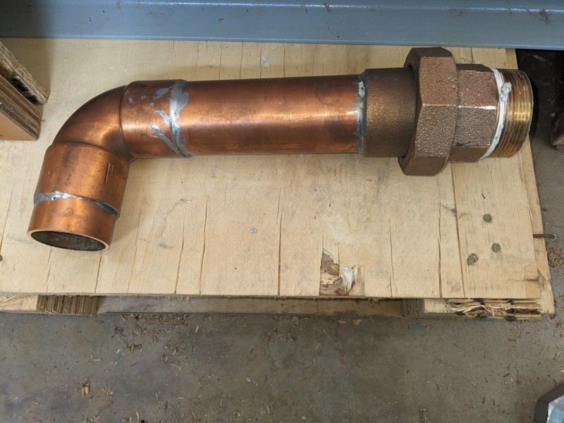 2" Bronze Union Male NPT/female sweat soldered onto 2" copper pipe.