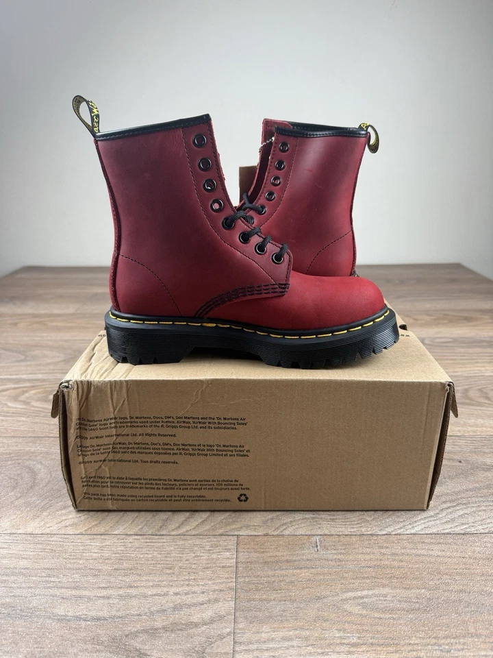 Bottines Dr. Martens 1460 Rouge Cerise en Cuir - Taille 37 - Neuve - Photo 2/4