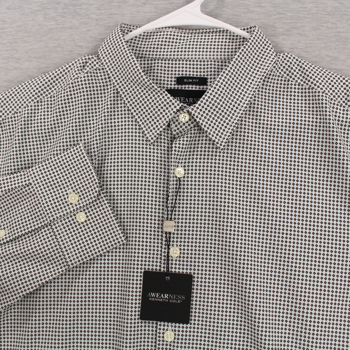 awearness kenneth cole white slim fit dress shirt Awearness Kenneth Cole CHILLFLEX Slim Fit 4-Way Stretch Mens Dress Shirt in White Size 15 1/2 34/35