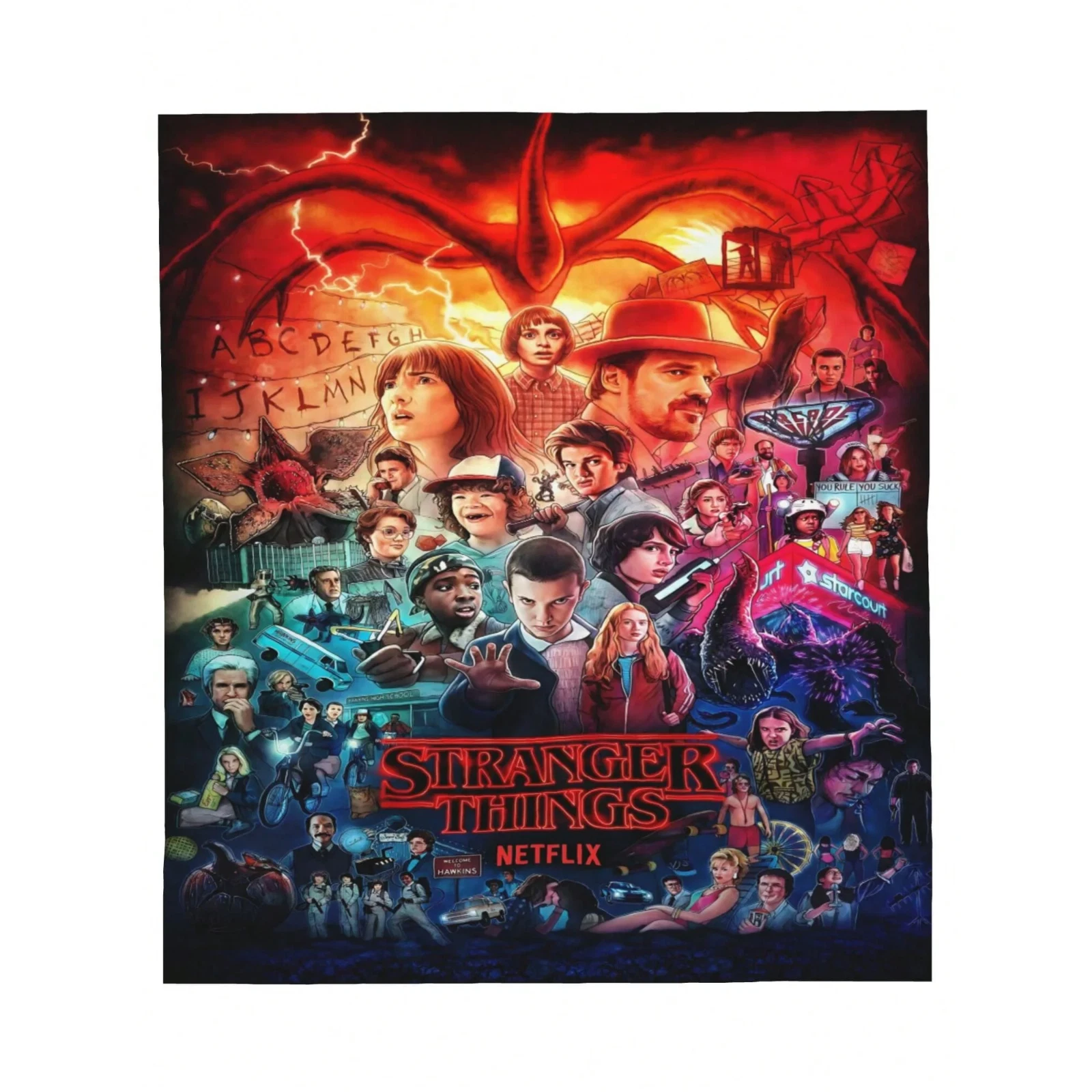 Stranger Things Season Theme Blanket, Soft Warm Throw for Sofa and Bed, Home Decor