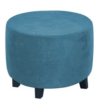 Round Ottoman Slipcover – Stretchable Footstool Cover with Elastic Bottom | P...