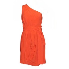 Alice + Olivia Vibrant Orange One-Shoulder Mini Dress Size 10 Cocktail Silk
