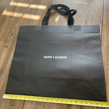 YVES Ysl Saint Laurent Black Paper Gift Bag With White Logo 12x11x5 Inches