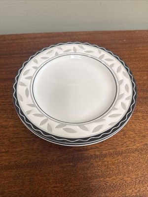 Sakura Serenade Port of Call 8  Salad Plates  (Set of 2) White Gray Oval Leaves
