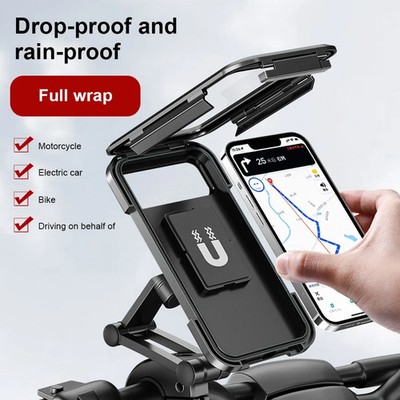 Waterproof Motorcycle Bike Handlebar Phone Mount Holder Case for iPhone Samsung
