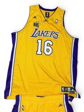 Los Angeles Lakers #16 Pau Gasol 2009 Finals Adidas Swingman Jersey + Shorts XXL