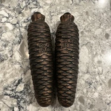 Black Forest Cuckoo Clock Weights 7" 1260 Grams Cast Iron Pinecone Germany Set