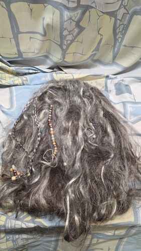 Wizard Witcher Caveman Warrior Viking Wig Beard Set Silver Halloween Cosplay