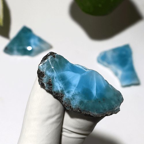 Ocean Dreams ~ 3 piezas losas de cristal gema pulida de alta calidad natural dominicana Larimar - Imagen 6 de 12