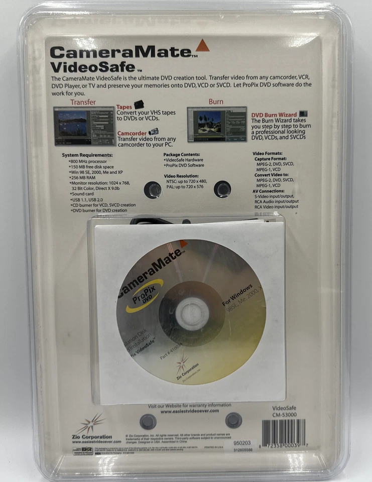 Zio Corporation CM-53000 Cameramate SmartDisk Videosafe NEW Factory Sealed  - Image 3 of 3