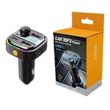 FM Transmitter - Bluetooth Transmitter, Car, Stereo Charger USB Type-c,LED Light
