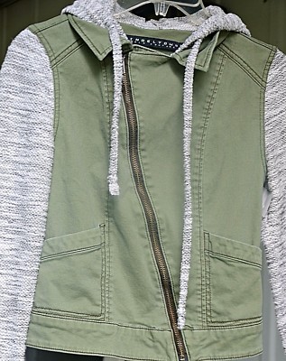 Veste Militaire Vert Olive Avec Manches Tricotées Et Capuche - Taille XS, Occasion
