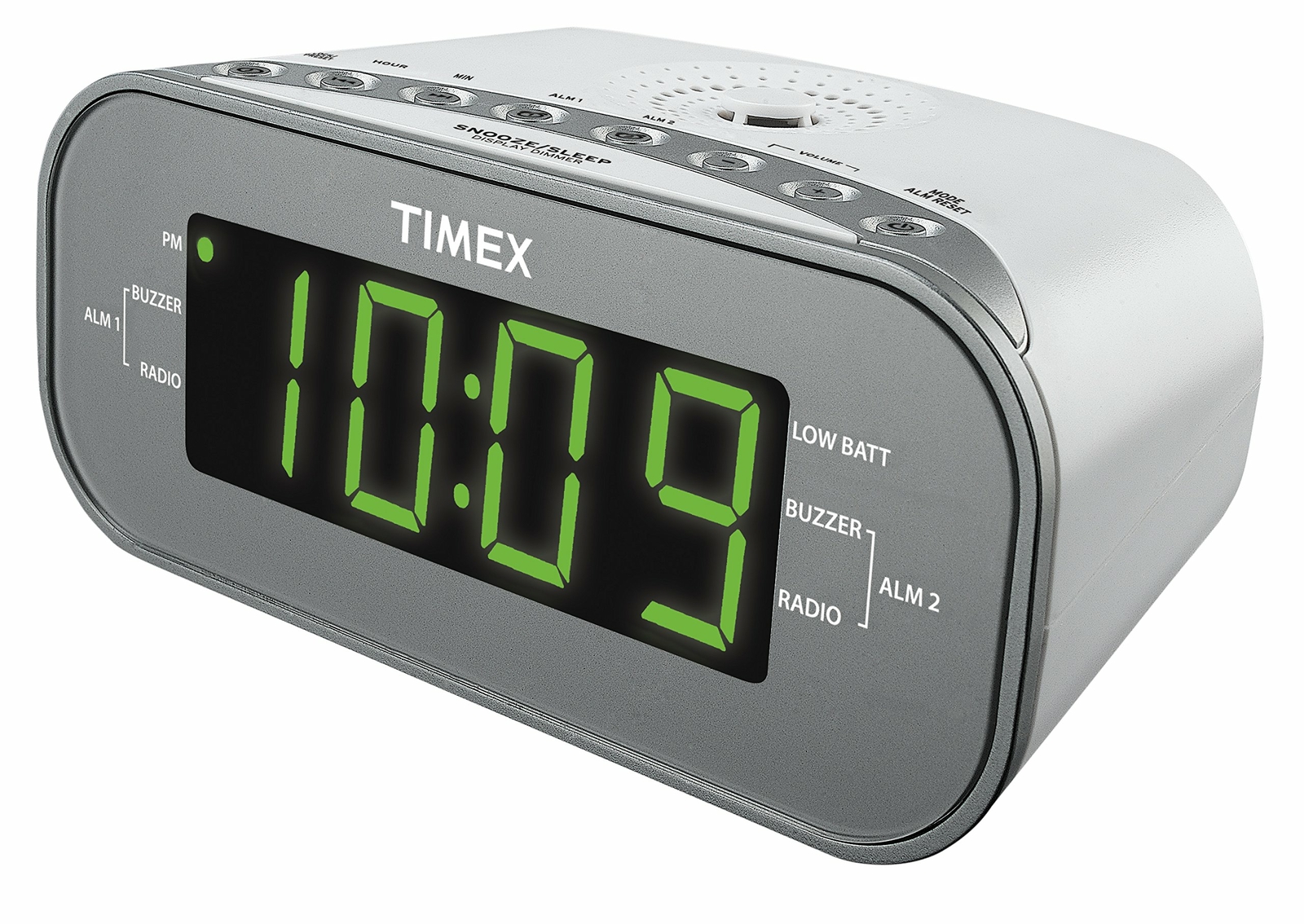Timex T231W2 AM/FM Dual Alarm Clock Radio with 1.2-Inch Display and Line-In Jack