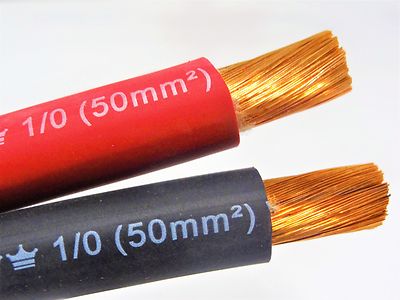 10' EXCELENE 1/0 AWG WELDING/BATTERY CABLE 5' RED 5' BLACK 600V MADE IN USA