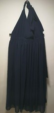 Boohoo Navy Blue Cross Back Halter Neck Dress - Size 10 (216)