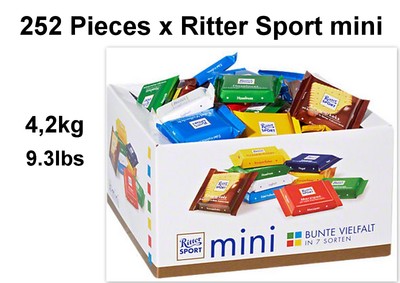 Шоколад порционный ritter Sport ассорти 7 вкусов, 84 плитки по 16.7г, r 484c (4000417048103)