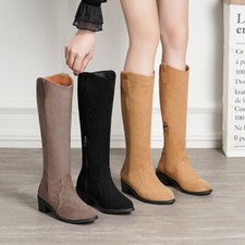 Women's Boots High Fashion Winter Shoes Riding Boots Flat Heel Knee Boots comfy