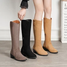 Women's Boots High Fashion Winter Shoes Riding Boots Flat Heel Knee Boots comfy