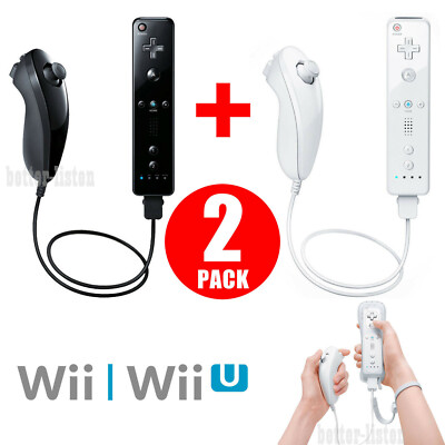 Built-in Motion Plus Remote and Nunchuck Controller Set For Wii / Wii U Console