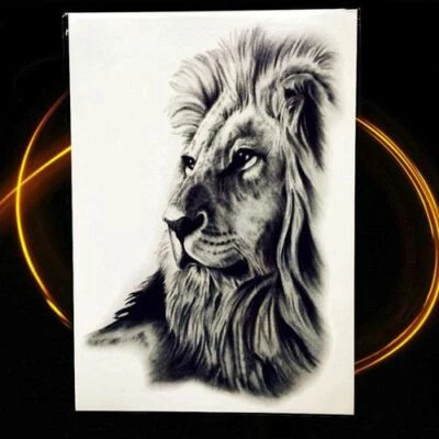 MARKENLOS Flash Disposable Temporary Adhesive Tattoo Lion Black Holiday Beach Party Gift