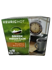 NEW SEALED Green Mountain DECAF Breakfast Blend 18 Keurig Kcup BestBefore 4/2018