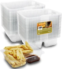 200 PC Nacho Trays Disposable, 12Oz Plastic Nacho Containers with Chip and Dip