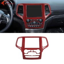 Inner Center Dash Bezel Navigation Trim For Jeep Grand Cherokee 2019+ Red Carbon