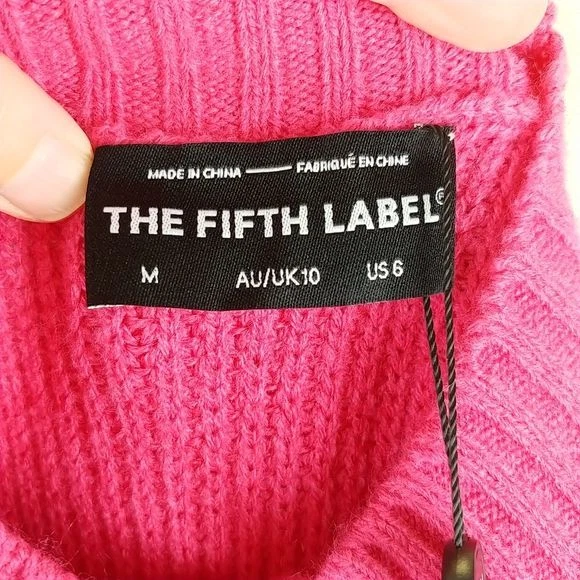 Suéter de ficción The Fifth Label nuevo con etiquetas para mujer M rosa ruso bloque de color cuello falso Foto 4 de 4