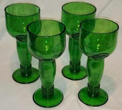 J & B Scotch -Set of 4-Unusual Green Glasses