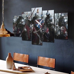 Medieval Knights Calvary Framed Canvas Five Piece Wall Art 5 Panel Home Decor Ebay
