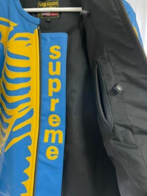 Near Mint Supreme Vanson Leather Bones Jacket Collaboration Near Mint Supreme Vanson Leather Bones Jacket Collaboration