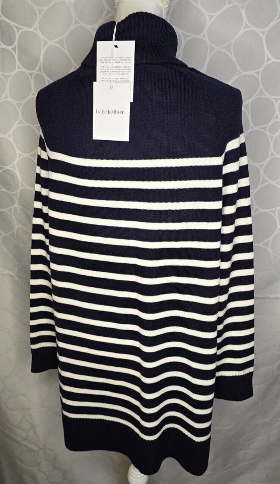 Isabella Oliver M Maternity Sweater Tunic 100% Merino Wool Striped Turtleneck - Image 4 of 4